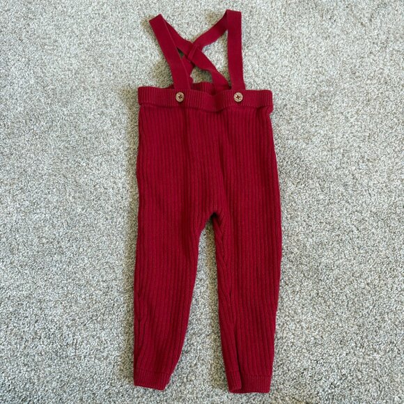 Carter's Red Overalls Size 18 months Ribbed Christmas Winter Photoshoot - Picture 2 of 8